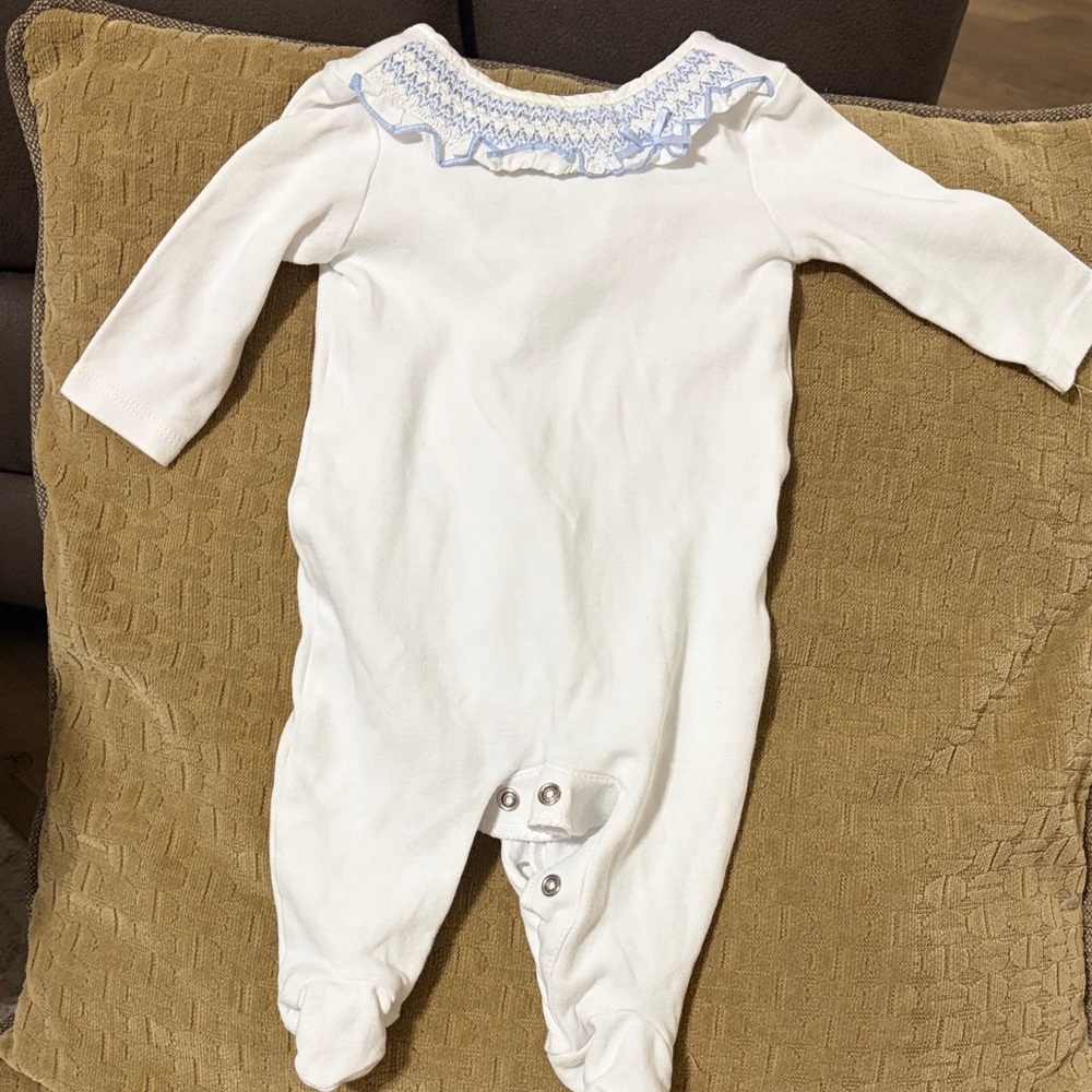 Charming White and Blue Kids Footie - Picture 3 of 3